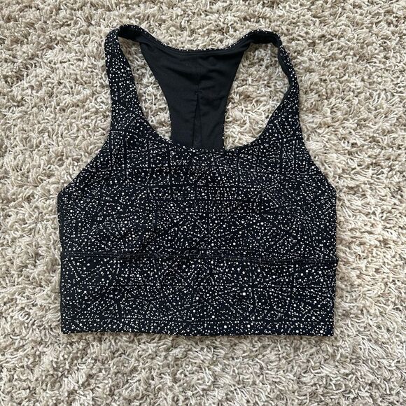lululemon athletica Black and White Patterned Top sz 4 bra workout gym sports - Picture 3 of 5
